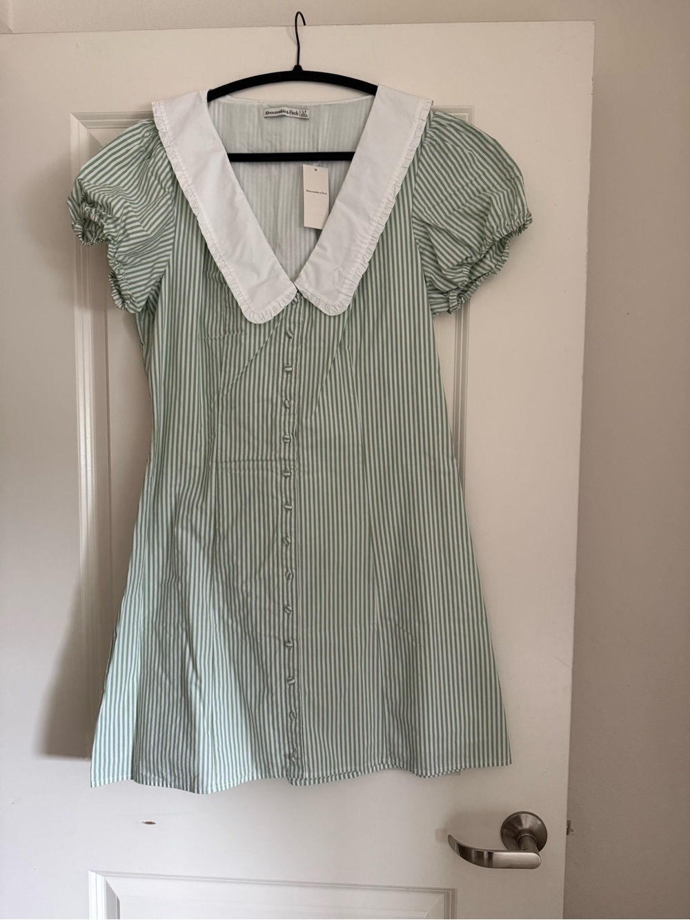 Abercrombie & Fitch Mint Green and White Striped Mini Dress